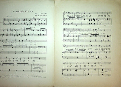 1915 Somebody Knows Vintage Sheet Music Large Harry Von Tilzer I Love Somebody 2