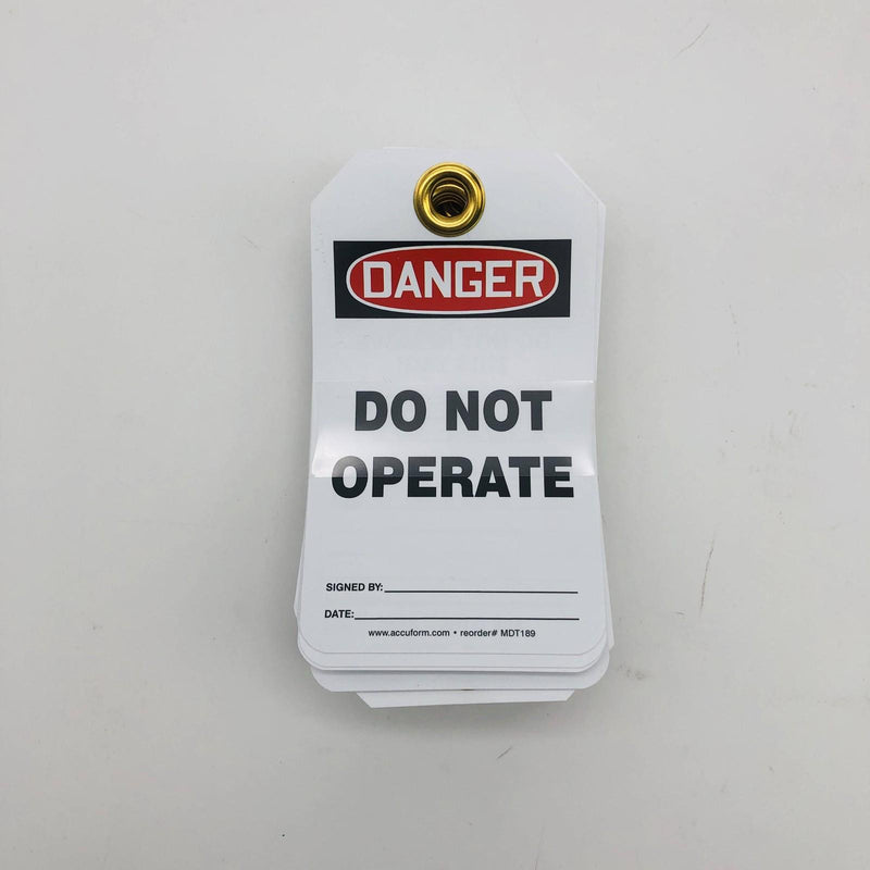 Accuform MDT189PTP Danger Do Not Operate Tag RP-Plastic 25/Pack 7