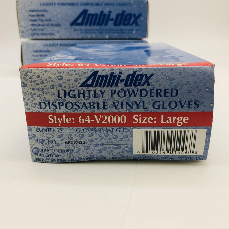 PIP 64-V2000 Disposable Vinyl Gloves Large Powdered Latex Free Ambi-Dex 3 Boxes 2