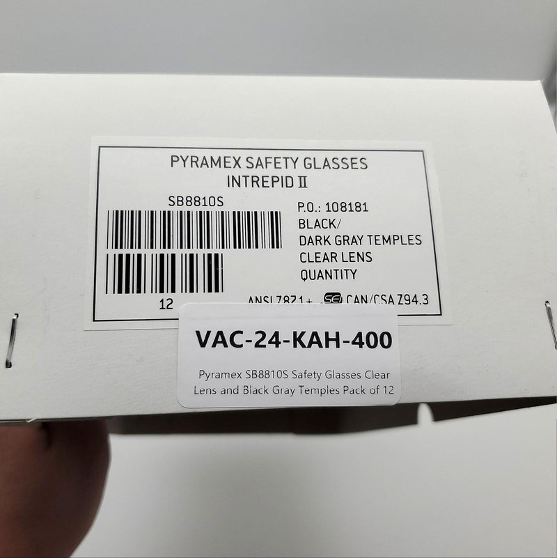 Pyramex SB8810S Safety Glasses Clear Lens and Black Gray Temples Pack of 12 7