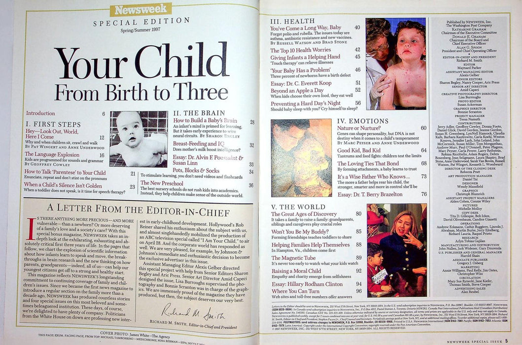 Newsweek Magazine Spring Summer 1997 Children Babies 1990s Hillary Clinton Essay 3