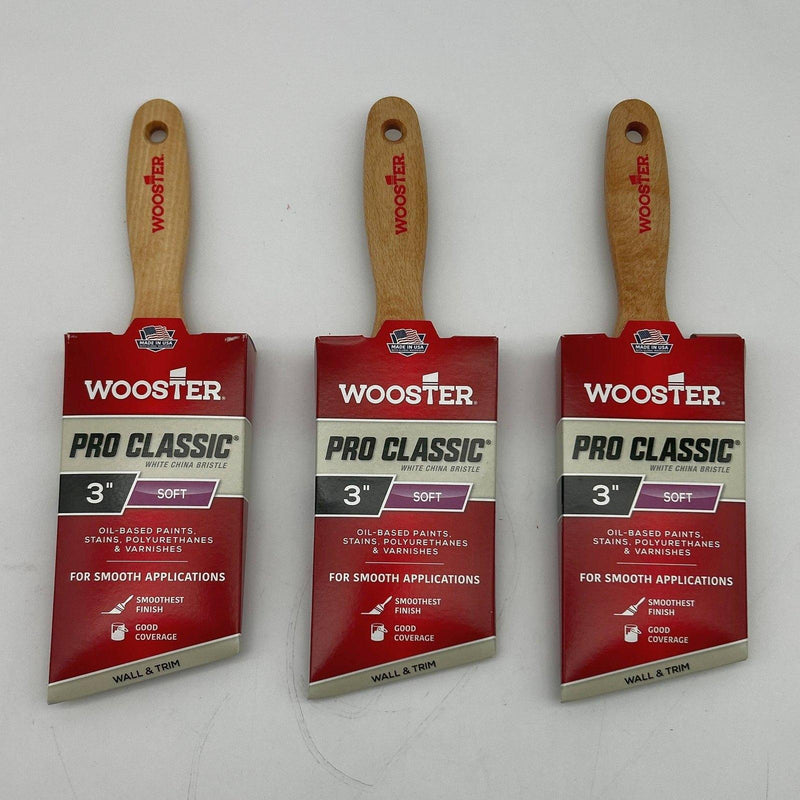 Wooster Pro Classic Z1123 Paint Brush 3 inch Soft Angled Wall and Trim Pk of 3 1