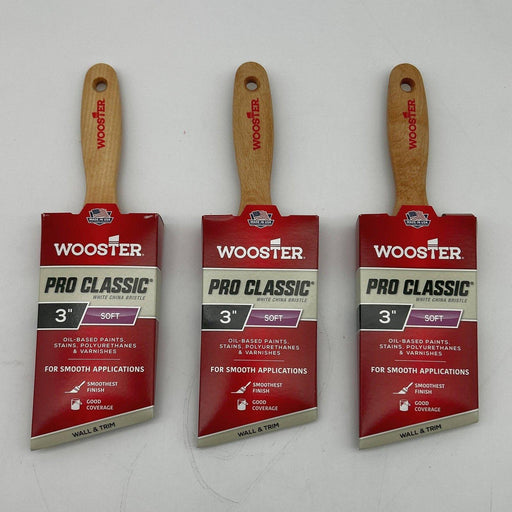 Wooster Pro Classic Z1123 Paint Brush 3 inch Soft Angled Wall and Trim Pk of 3 1