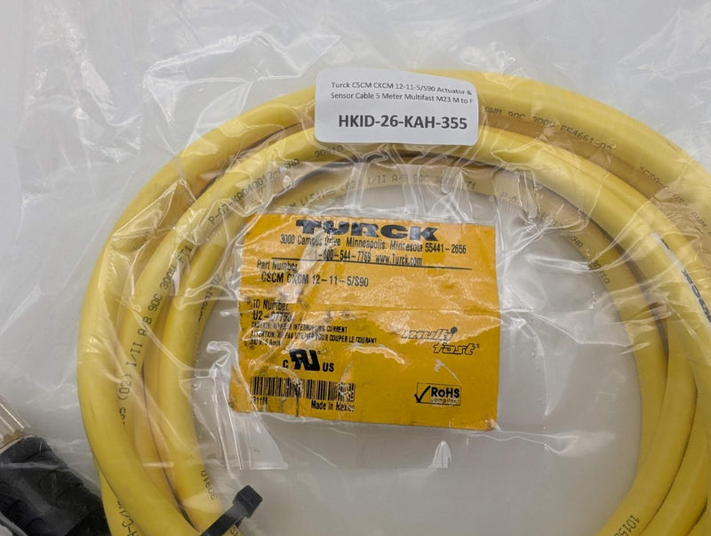 Turck CSCM CKCM 12-11-5/S90 Actuator & Sensor Cable 5 Meter Multifast M23 M to F 5
