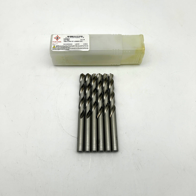 Cle-Line C62891 Jobber Length Drill Bit 1898 9.3mm Gen Purpose HSS Bright 6pk