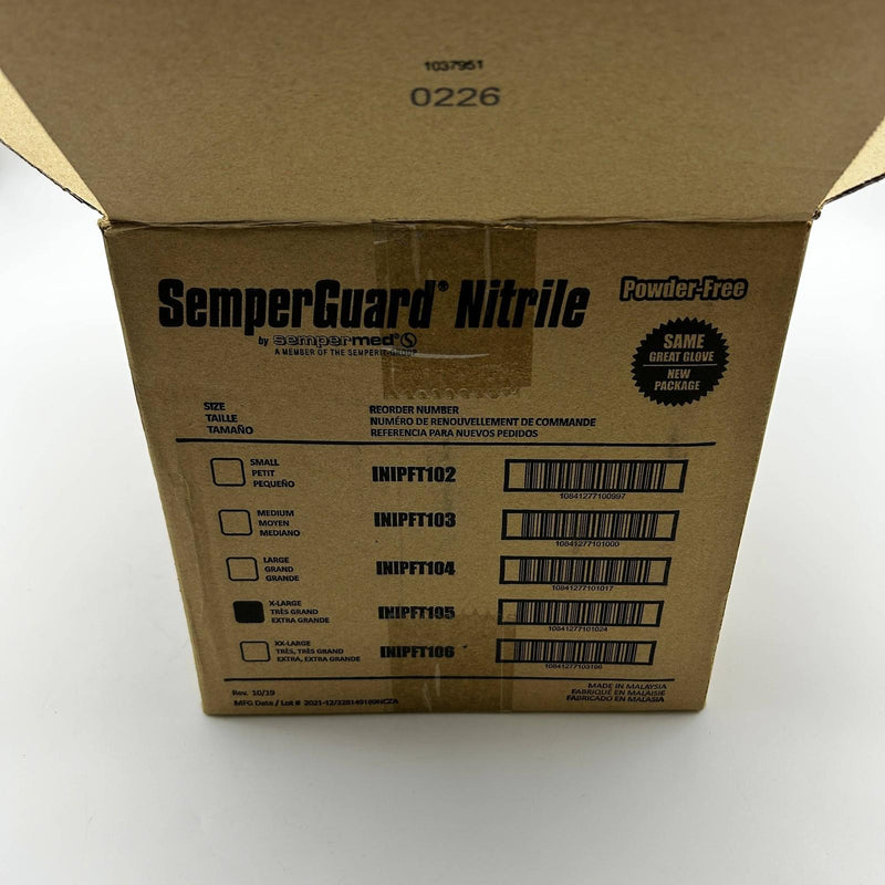 SemperGuard Nitrile INIPFT105 Disposable Gloves Size XL Powder Free 1000/Case 6