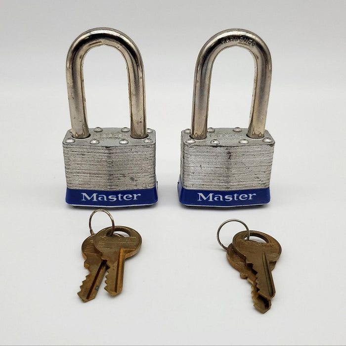 2x Master Lock No 1 Padlocks 1-3/4"L x 0.31" D Shackle 1-3/4" Body Keyed Alike 1