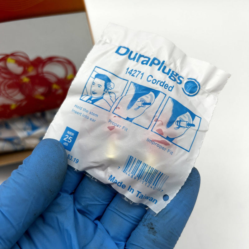 DuraPlugs 14271 Ear Plug Corded Disposable Reusable Orange NRR 25 DB 100/Bx