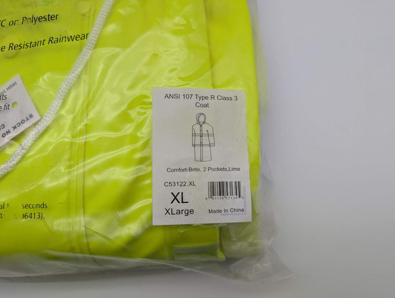 Tingley Flame Resistant Rain Coat Size XL High Vis Yellow Ankle Length C53122.XL 3