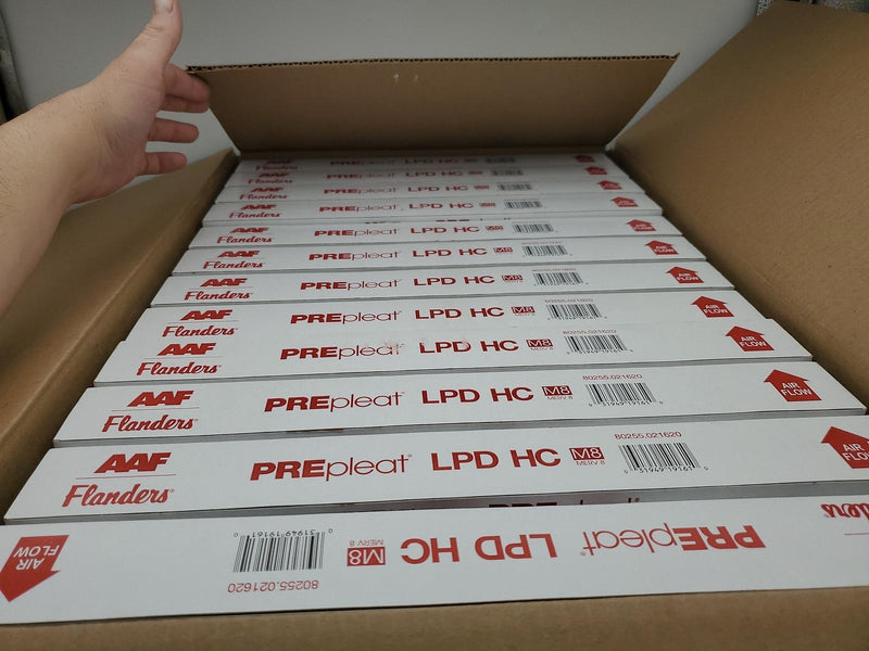 AAF Flanders 16x20x2 PREpleat LPD HC Filters MERV 10 80255.021620 Pack of 12 5