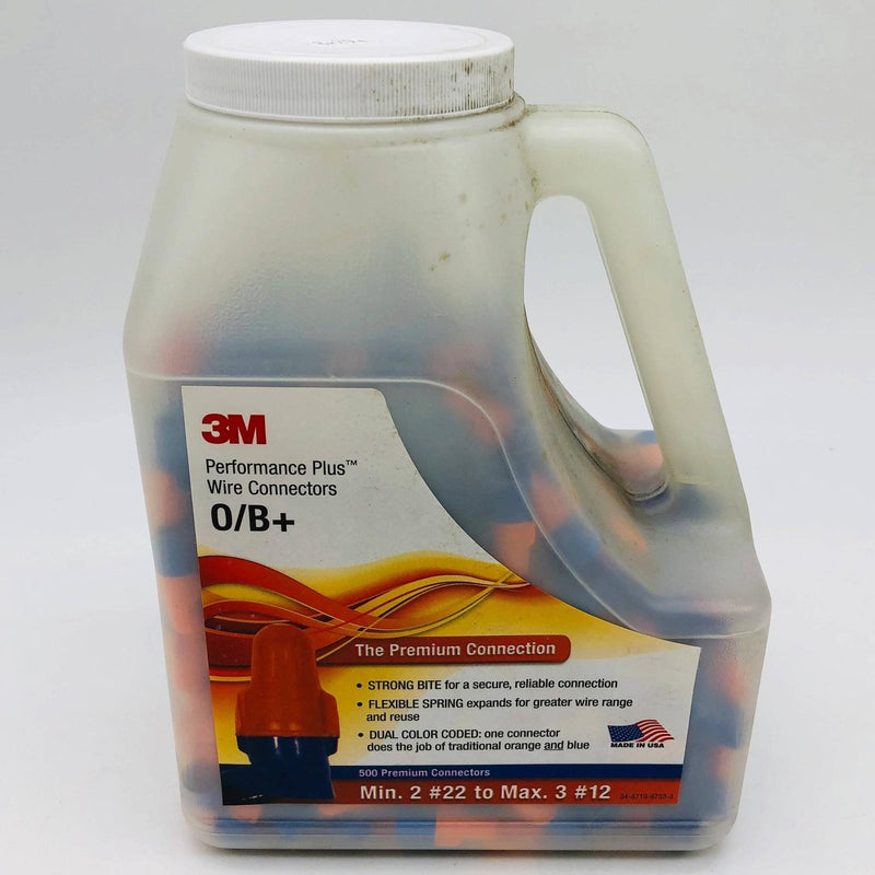 3M 7000133222 Performance Plus O/B+ Wire Connectors Orange/Blue 500/Jug 1