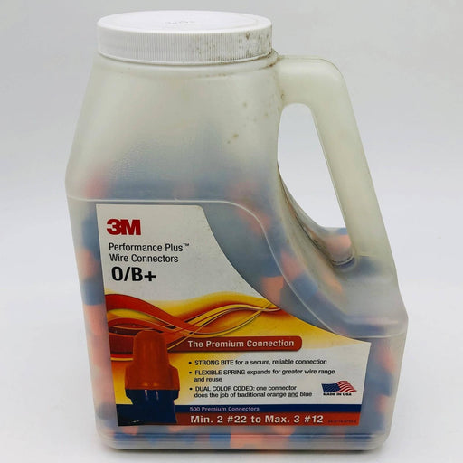 3M 7000133222 Performance Plus O/B+ Wire Connectors Orange/Blue 500/Jug 1