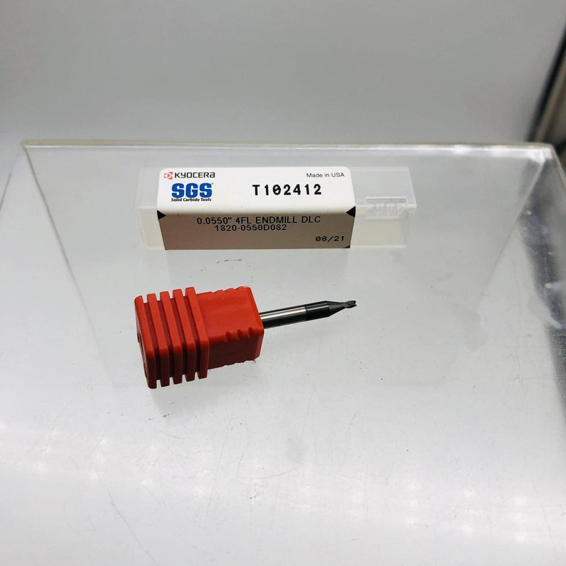 Kyocera 1820-0550D082 End Mill 0.0550" 4FL DLC 1/8DCON 1-1/2LF .082APMX T102412 11