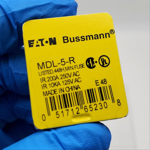 Eaton MDL-5-R Bussman Fuses 5A 250VAC 1-1/4" x 1/4" Nickel Plated Caps Pack Of 5 2