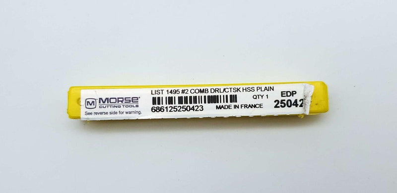 Morse 25042 #2 Combined Drill & Countersink 5/64" Point Diam 2 Flute 1-7/18" OAL 5