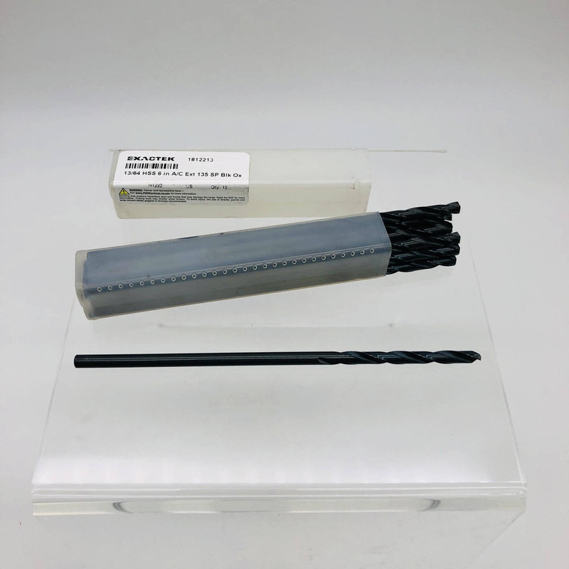 Screw Machine Drill Bit 13/64 HSS 135 Deg Spt Pt Blk Oxide Exactek 1812213 12pk 9