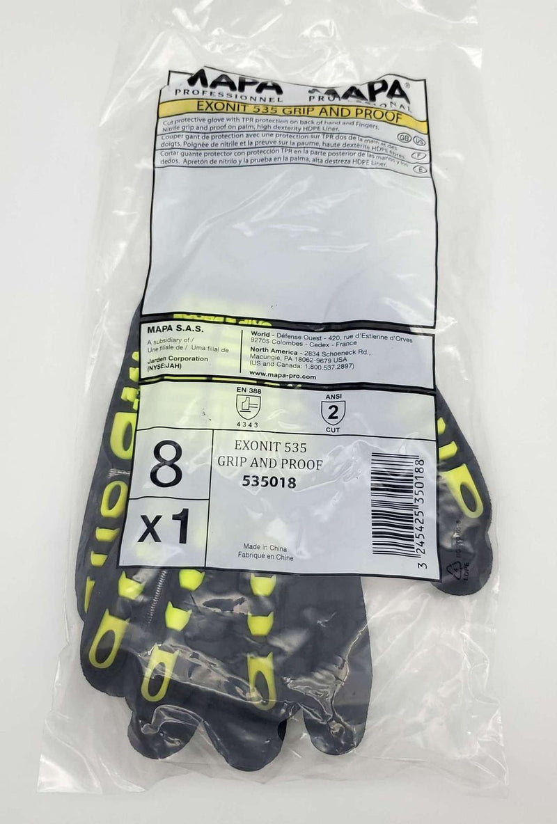 Mapa Exonit 535 Impact & Cut Resistant Work Gloves Medium Oil Repellant 2 Pair 6