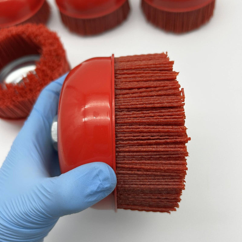 Langeman Cup Brush 6inch Nylon Filament 5/8-11 Thread 2500 Max RPM Lot of 5 6