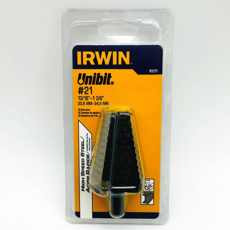 Irwin 10221 Unibit Step Drill 13/16" - 1-3/8" High Speed Steel 1/2" Shank 1
