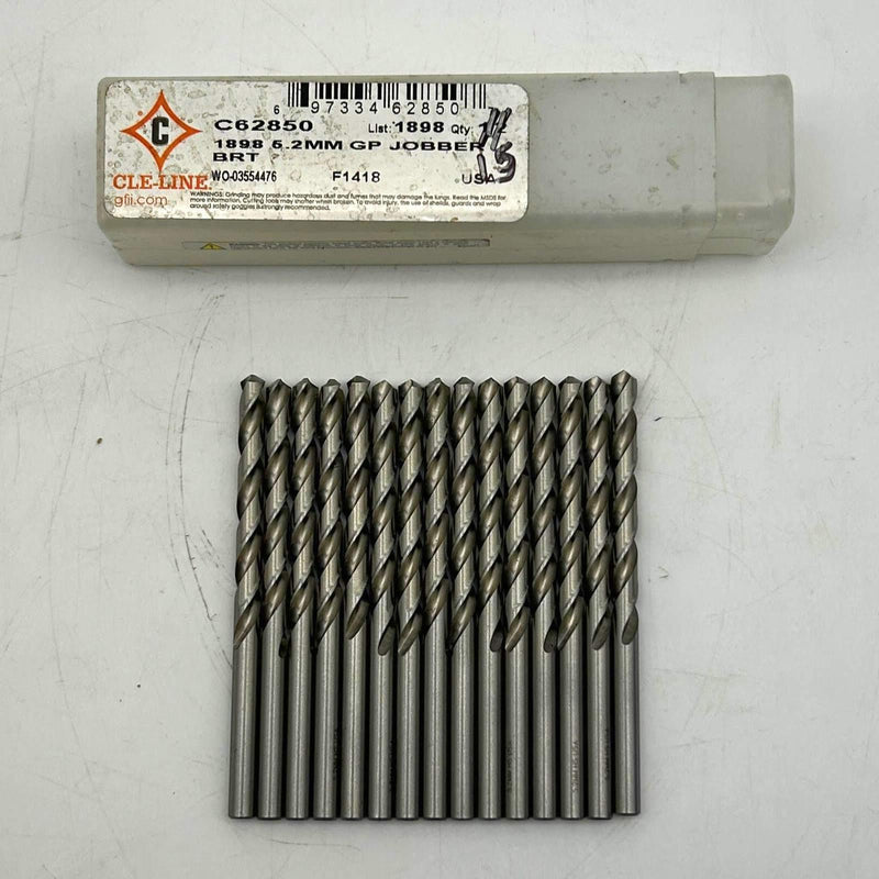 Cle-Line C62850 Jobber Length Drill Bit List 1898 6.2mm GP Bright HSS 15pk 1