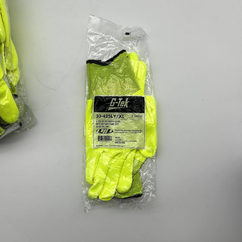 PIP 33-425LY Work Gloves Size XL G-Tek Polyurethane Grip Hi Vis 11 Pairs 3