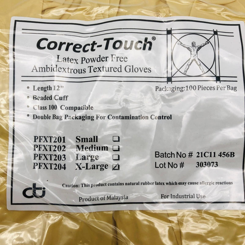 Correct-Touch PFXT204 Disposable Gloves XL Cleanroom 12" Latex PF 100/Bag 2