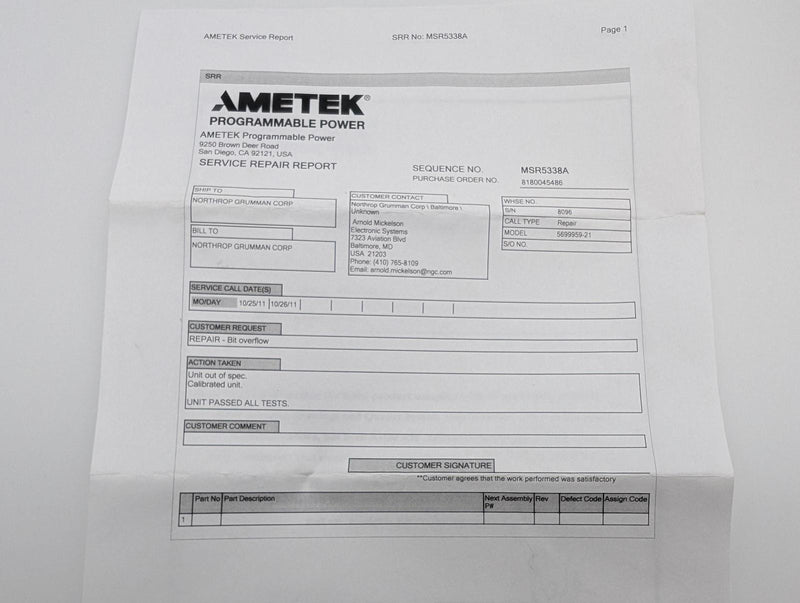 Elgar 5699959-21 DC Power Module 20VDC for Elgar AT8000 Programmable DC System 7