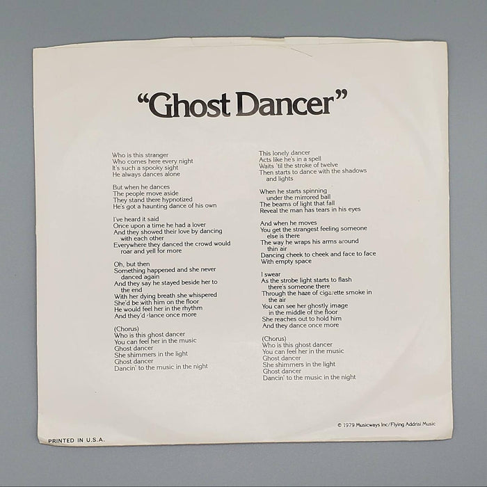 Addrisi Brothers Ghost Dancer Single Record Scotti Bros. Records 1979 PROMO 2