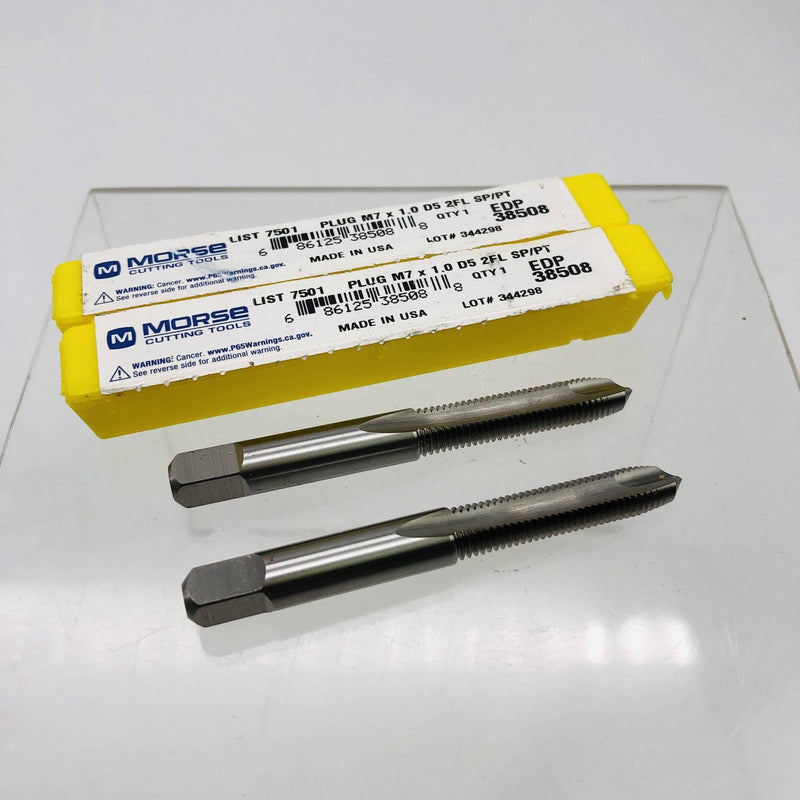 2x Morse 38508 7501 Spiral Point Tap M7x1 Threa Plug Chamfer 2 Flutes Bright HSS 2