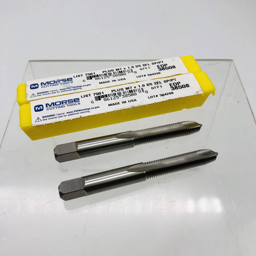 2x Morse 38508 7501 Spiral Point Tap M7x1 Threa Plug Chamfer 2 Flutes Bright HSS 2