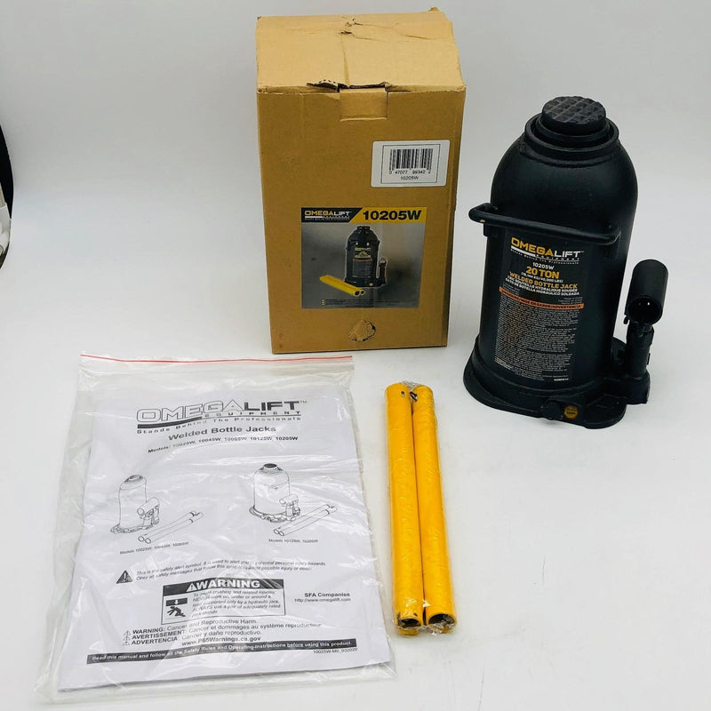 Omegalift 10205W Bottle Jack Hydraulic 20 TON Oval Height 9.75in Side Pump 1