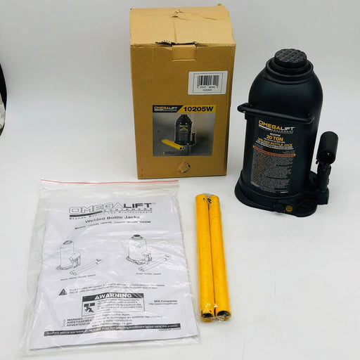 Omegalift 10205W Bottle Jack Hydraulic 20 TON Oval Height 9.75in Side Pump 1