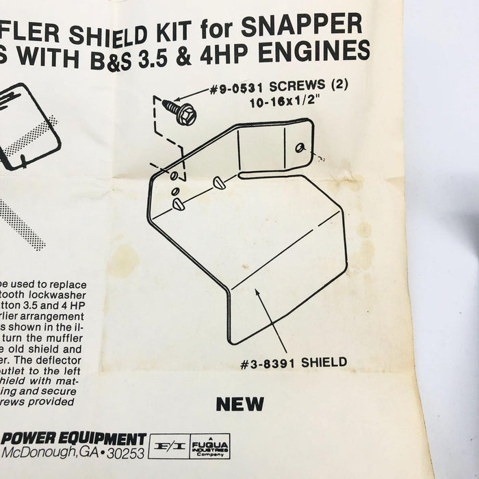 Snapper 60866 Muffler Shield Kit Incomplete OEM NOS Superseded to 7038391YP 5