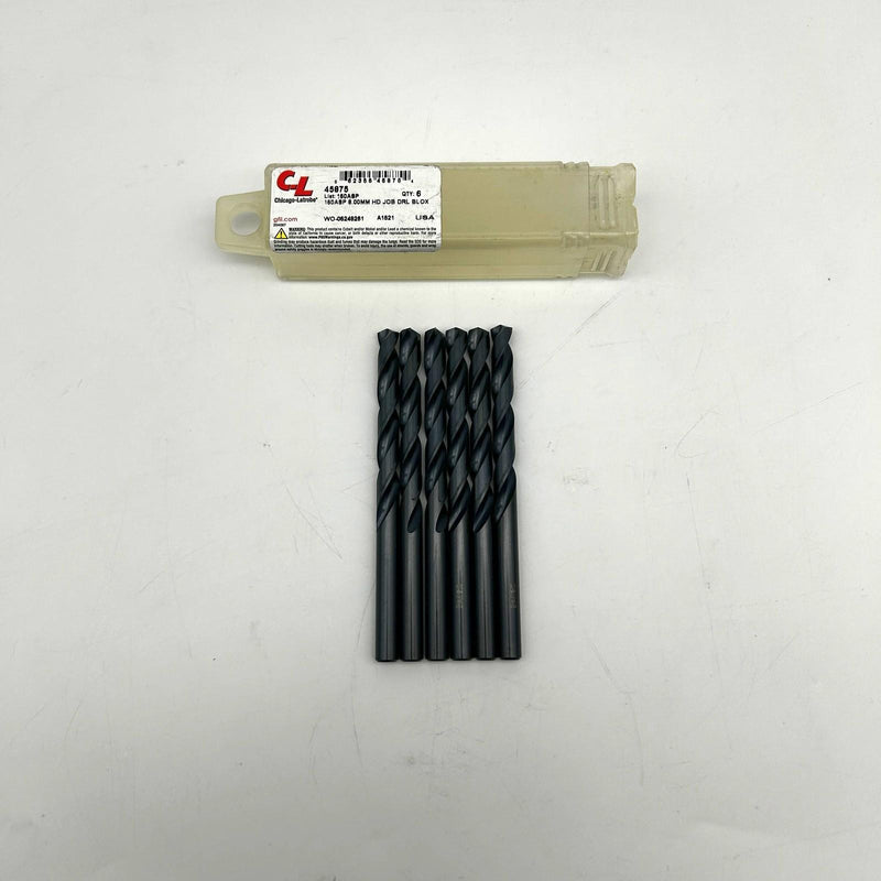 6pk Chicago-Latrobe 45875 Jobber Drill Bit Heavy Duty Black Oxide 150ASP 8.00mm