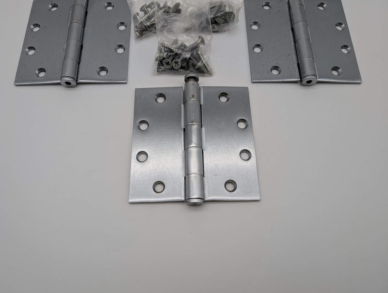 3x Hager 1279 Door Hinges Full Mortise Satin Chrome 4.5" x 4.5" Removable Pin 2