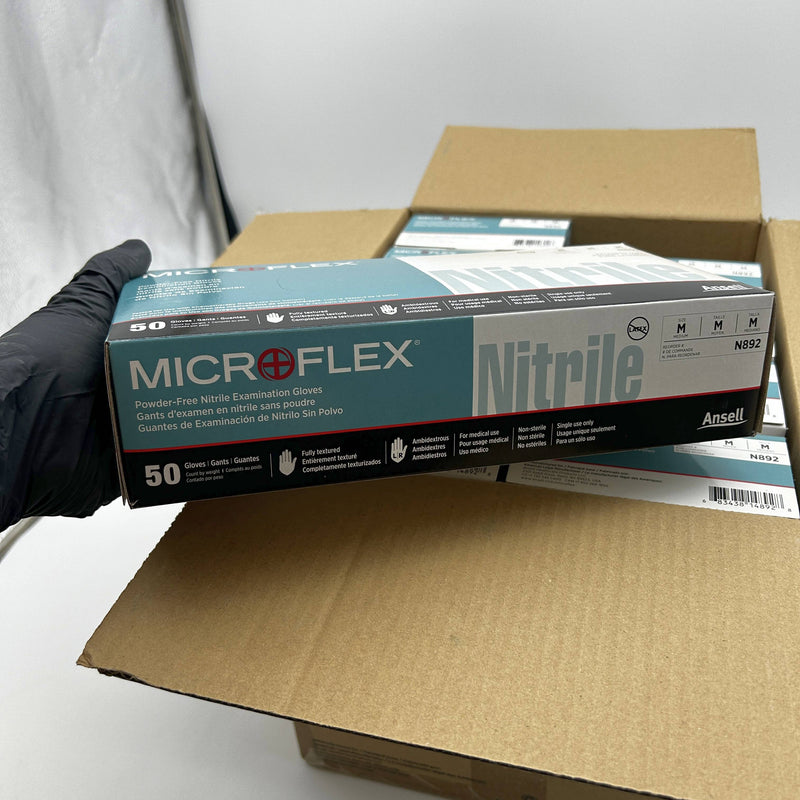 Microflex N892 Disposable Gloves Medium Extended Cuff PF Nitrile 500pcs/Case