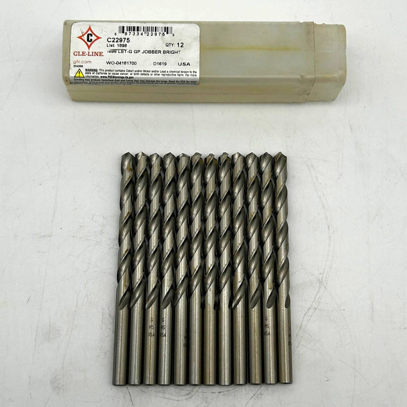 Cle-Line C22975 Jobber Length Drill Bit 1898 Letter G HSS Bright Right Hand 12pk 1