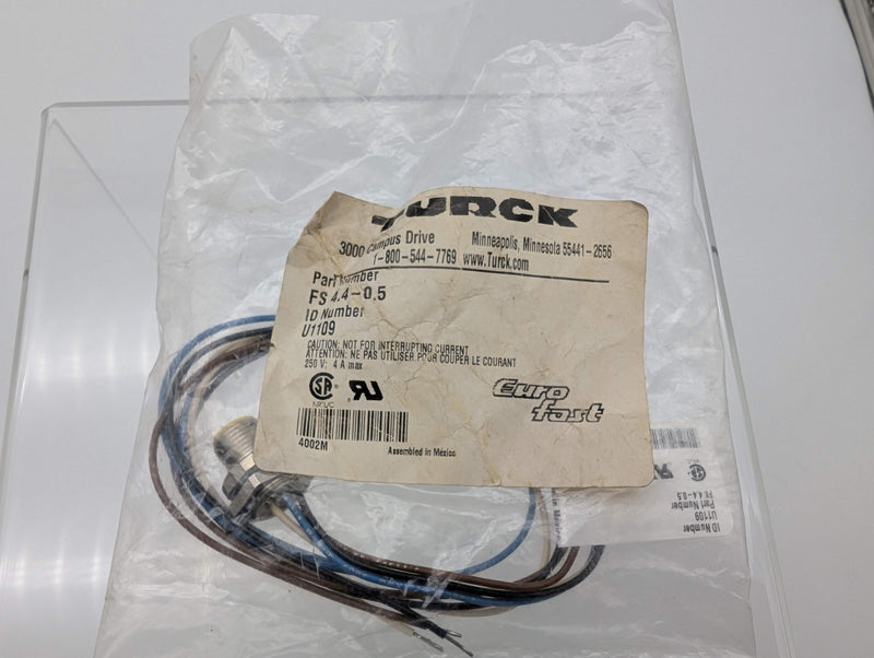 Turck FS 4.4-0.5 Actuator & Sensor Receptacle M12 4 Pin Male 0.5 Meter 4