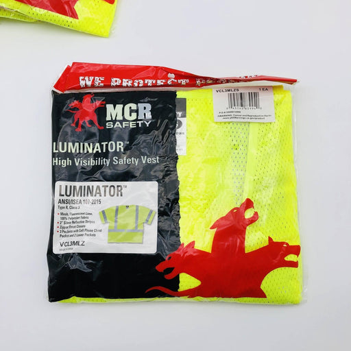 MCR VCL3MLZ Safety Vest Small Class 3 Hi-Viz Lime Zipper Mesh Luminator Lot of 5 2