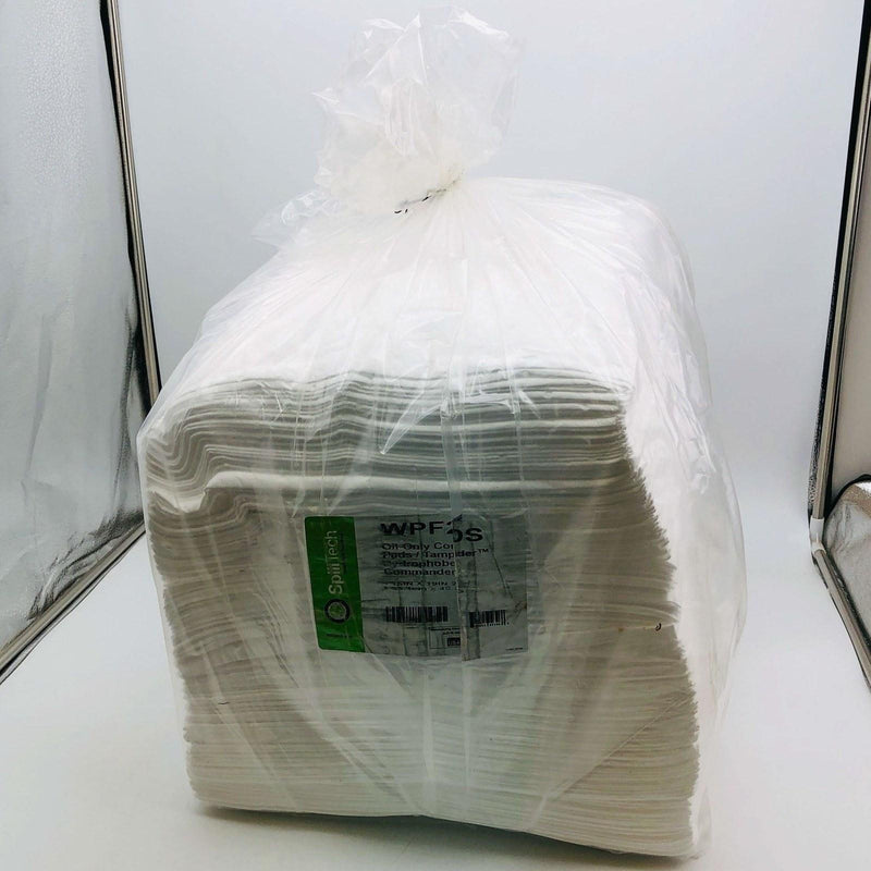 SpillTech WPF200S Oil Only Absorbent Pad Pack of 200 19” x 15” White Lightweight 8