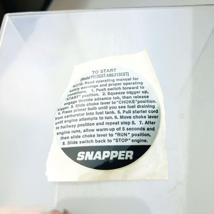 Snapper 42402 Starting Decal Sticker OEM NOS To Start Model P212CST 213CST 6