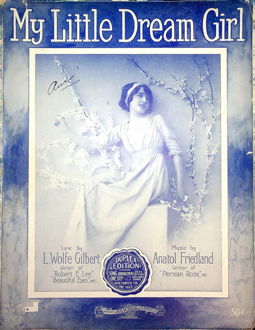 1915 My Little Dream Girl Sheet Music Lrge Wolfe Gilbert Anatol Friedland Duplex 1