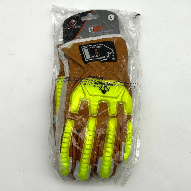 Superior Endura 378CKGVB Drivers Gloves Large Cowgrain Hi-Viz TPR Back 1 Pair