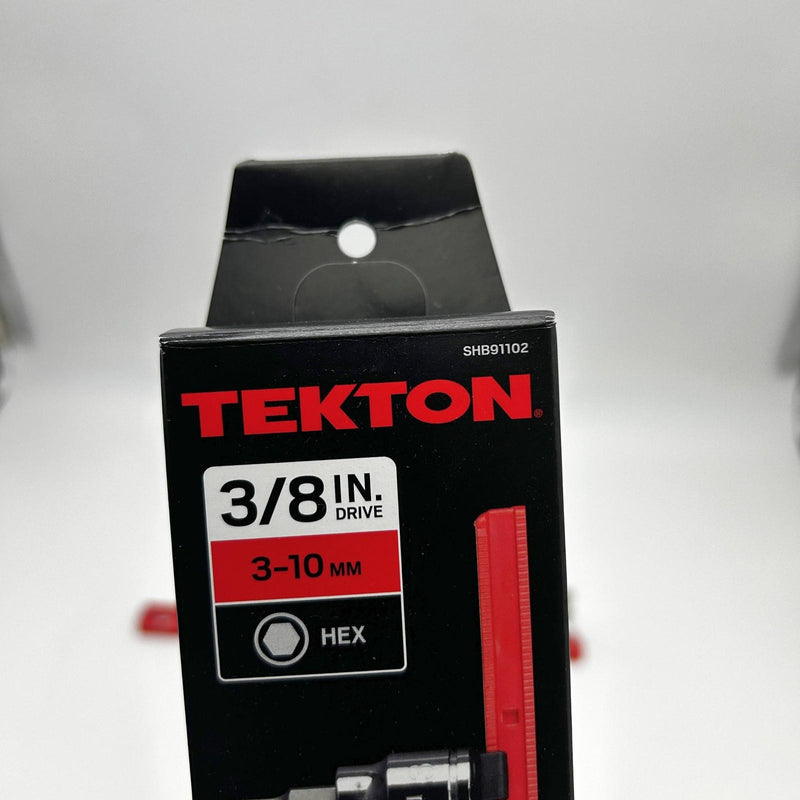 Tekton SHB91102-S Socket Set 3/8inch Drive Hex Bit 10-PC 3-10mm Metric w/ Rail