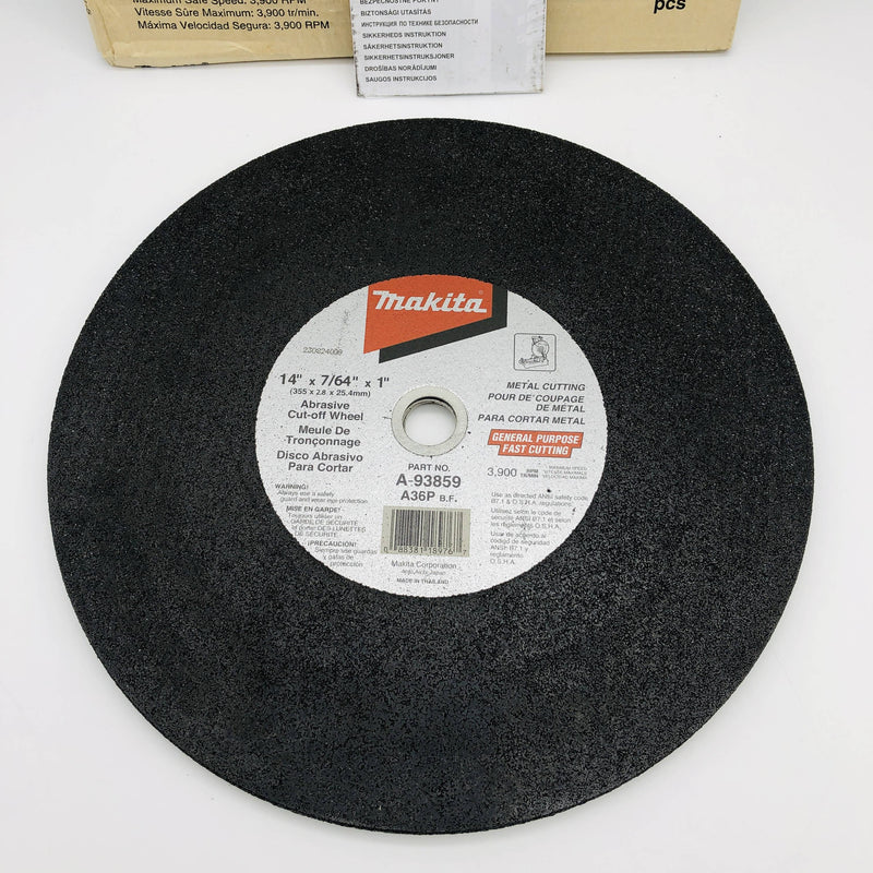 Makita A-93859-5 Cut-Off Chop Wheel Blade 14 x 1 x 1/8 A36P BF Metal Cutting 5pk 5