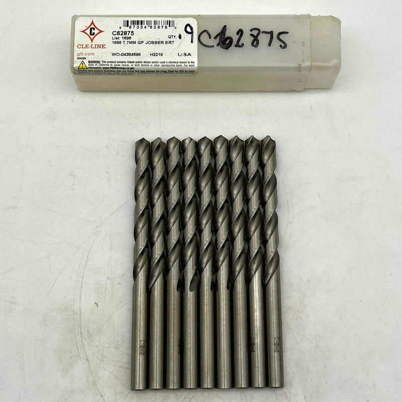 Cle-Line C62875 Jobber Drill Bit 7.7mm 1898 General Purpose HSS Bright Lot of 9