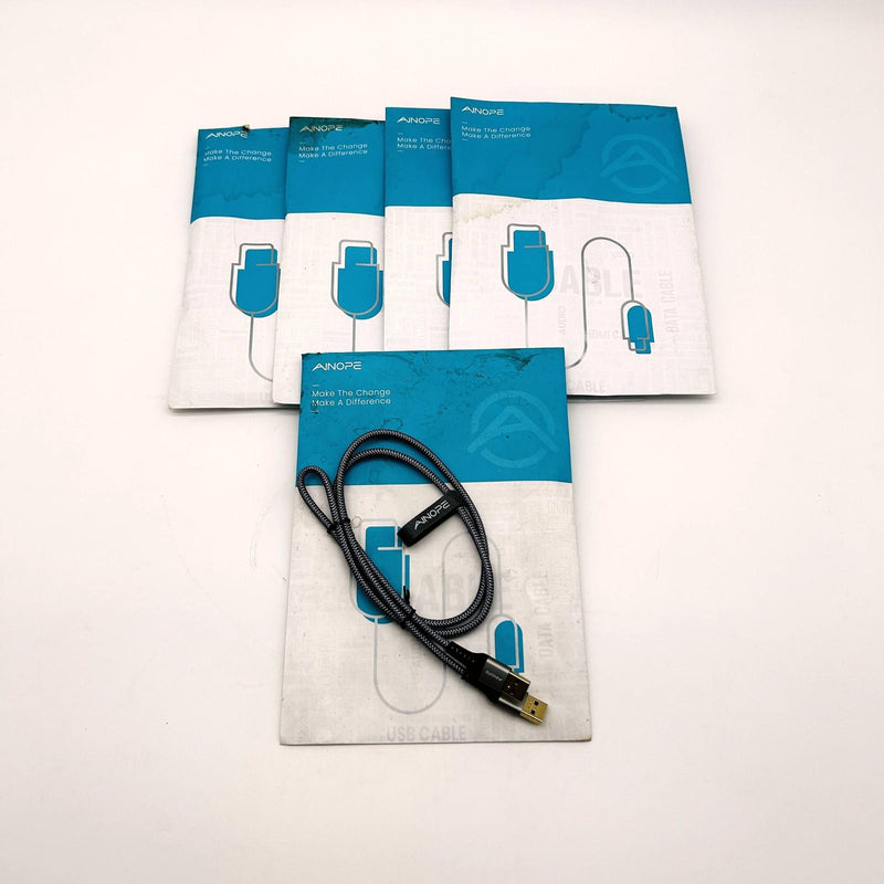 Ainope AP514-1M USB A to USB A Cable 3.3ft Grey Nylon Braided Lot of 5 8