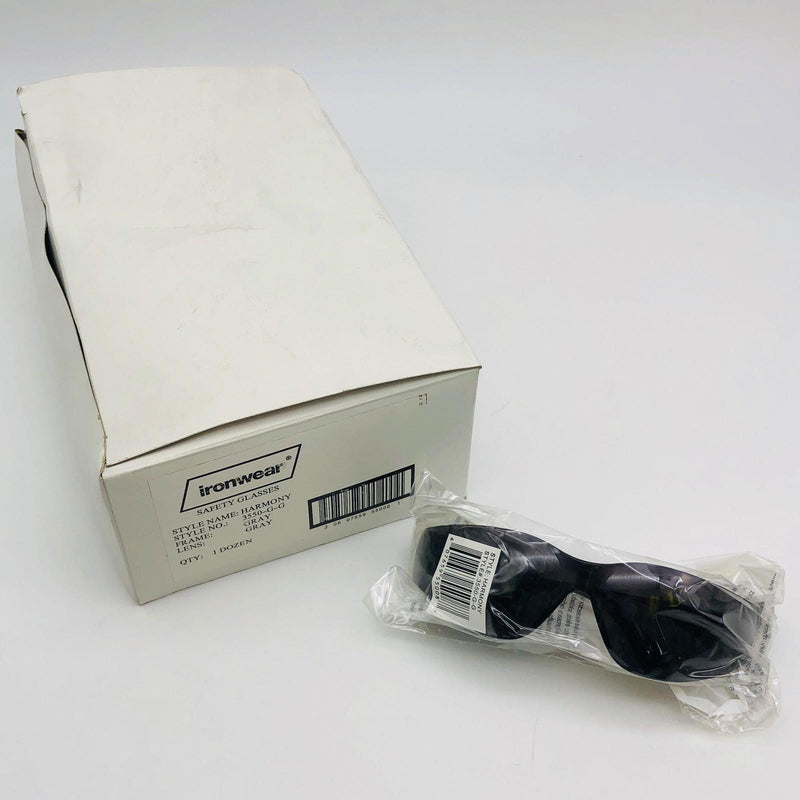 12x Ironwear 3550-G-G Safety Glasses Harmony Gray/Gray 1 Piece Lens Scratch Resi 2