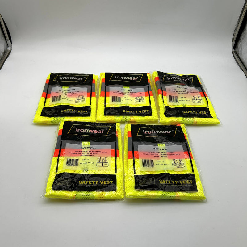 Ironwear 1287-LZ Safety Vest XL Two Tone Class 2 6 Pocket Zipper Reflective 5pk