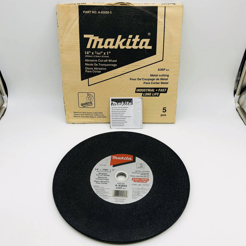 Makita A-93859-5 Cut-Off Chop Wheel Blade 14 x 1 x 1/8 A36P BF Metal Cutting 5pk 1